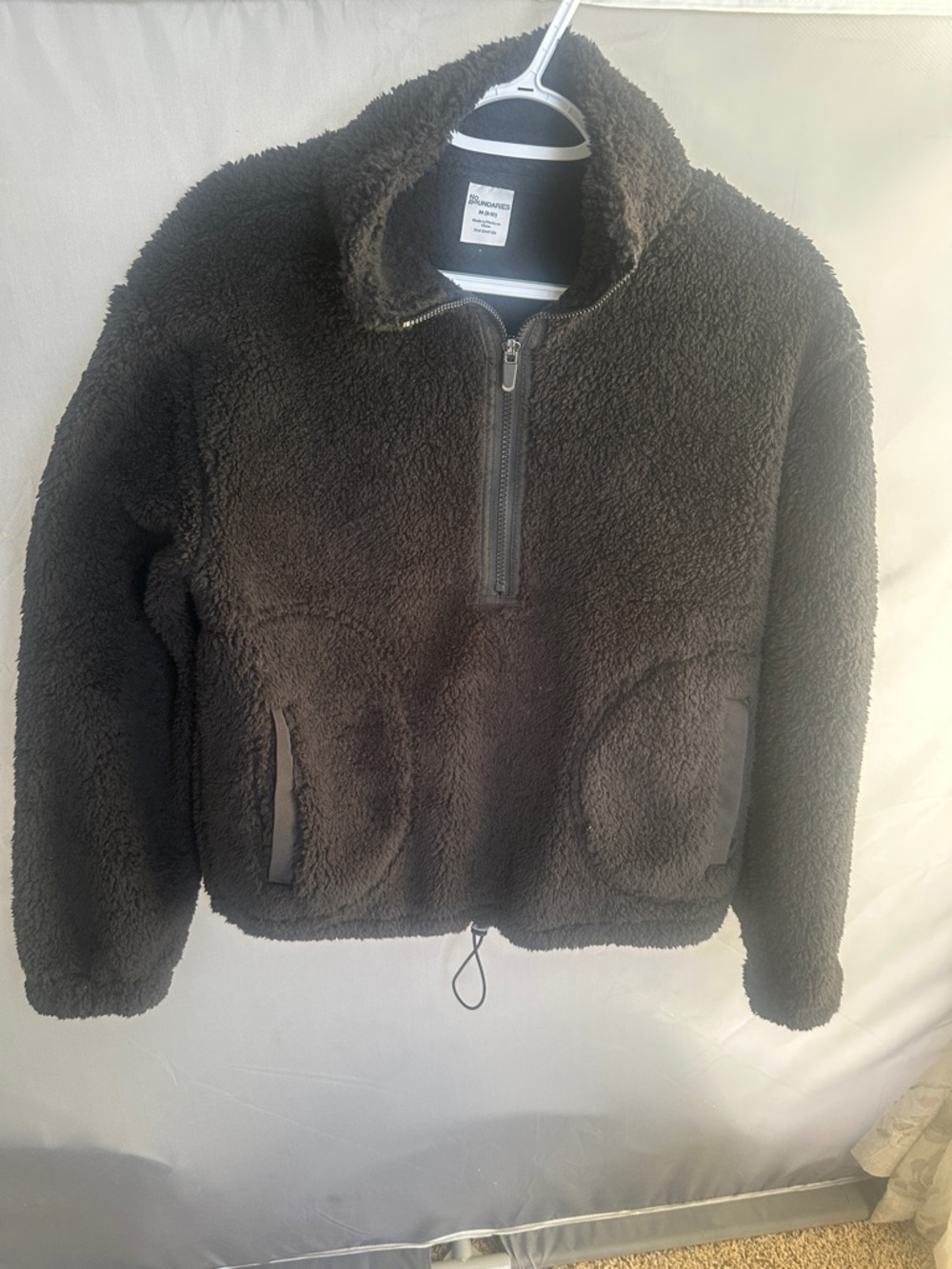 No Boundaries black Sherpa Half-Zip Pullover
